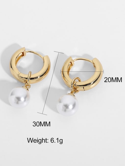 J&D Stainless steel Imitation Pearl Geometric Trend Huggie Earring 2