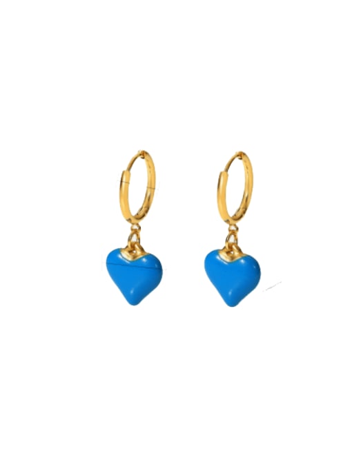 JDE202027 BE Stainless steel Multi Color Enamel Heart Minimalist Earring