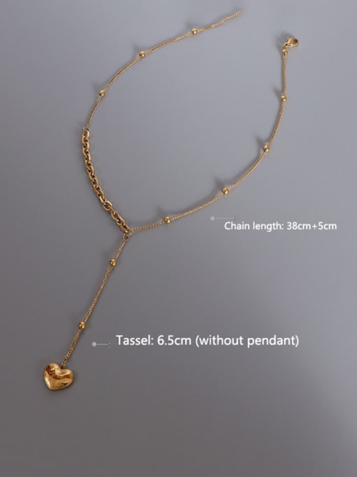 MAKA Titanium 316L Stainless Steel Tassel Minimalist Heart Lariat Necklace with e-coated waterproof 2