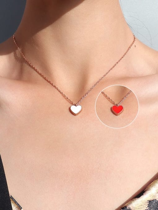 MAKA Titanium 316L Stainless Steel Enamel Heart Minimalist Necklace with e-coated waterproof 1