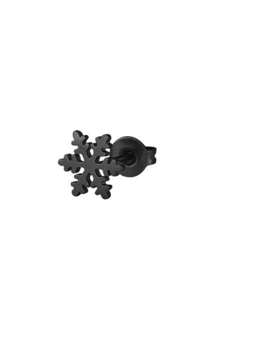 black   (Single-Only One) Titanium Steel Flower Hip Hop Single Earring