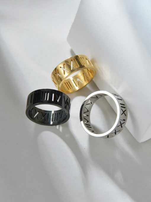 SM-Men's Jewelry Titanium Steel  Hollow Letter Hip Hop Men's Ring