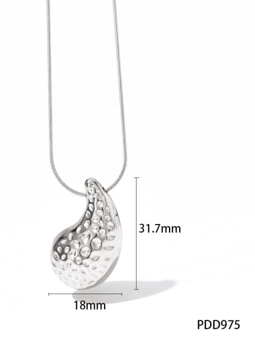 (Vertical) Texture Steel  PDD975 Stainless steel Water Drop Minimalist Necklace