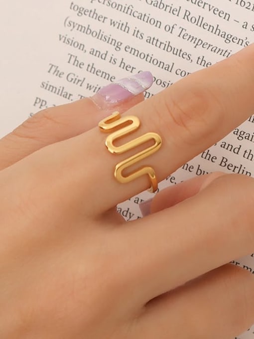 A306 gold U-shaped wave opening ring Titanium Steel Geometric Minimalist Band Ring
