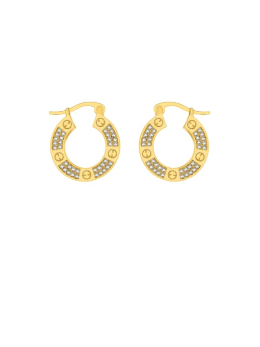 Clioro Brass Cubic Zirconia Geometric Minimalist Huggie Earring