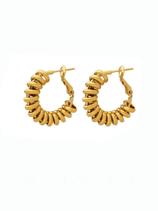 F196 Gold Earrings Brass Geometric Hip Hop Stud Earring