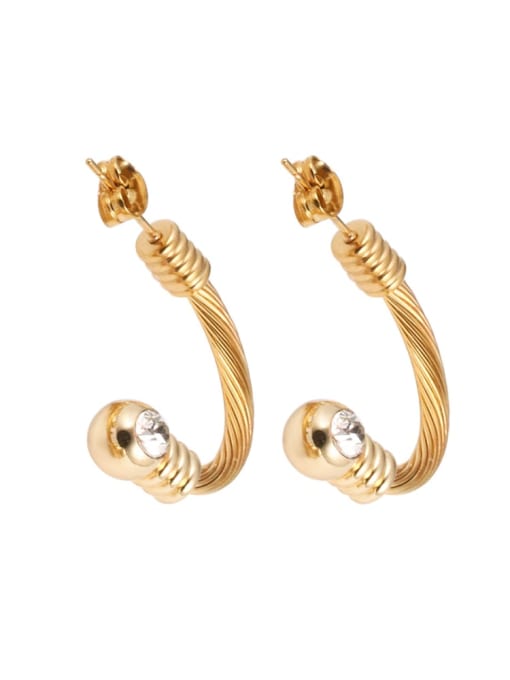 Gold earrings Stainless steel Vintage Geometric Cubic Zirconia Ring Earring And Bracelet Set