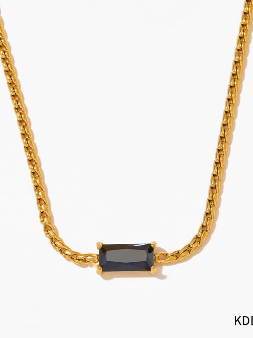 KDD363 Gold Black Stainless steel Cubic Zirconia Geometric Dainty Link Necklace