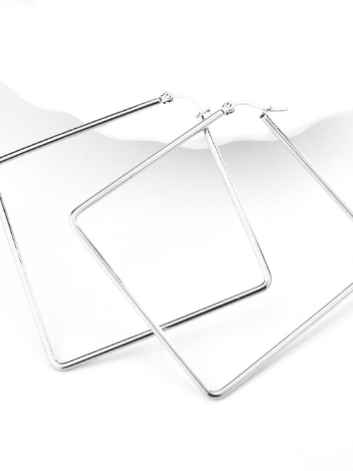 Large square steel color Titanium Steel Geometric Minimalist Huggie Earring