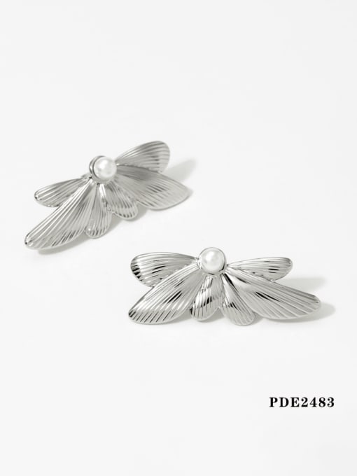 Clioro Stainless steel Butterfly Hip Hop Stud Earring 2