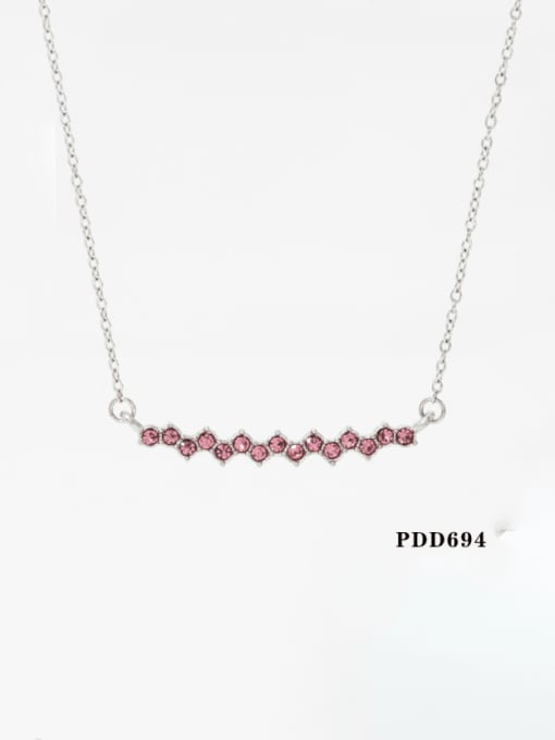 Platinum+  pink  PDD694 Stainless steel Cubic Zirconia Geometric Dainty Necklace