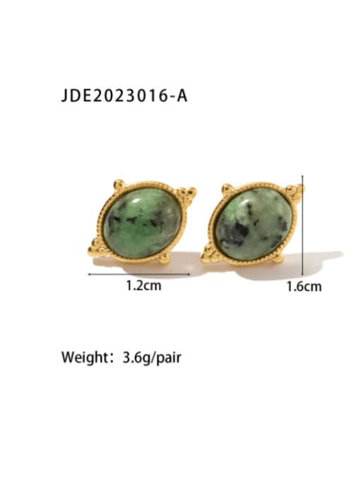 J&D Stainless steel Malchite Geometric Vintage Stud Earring 2