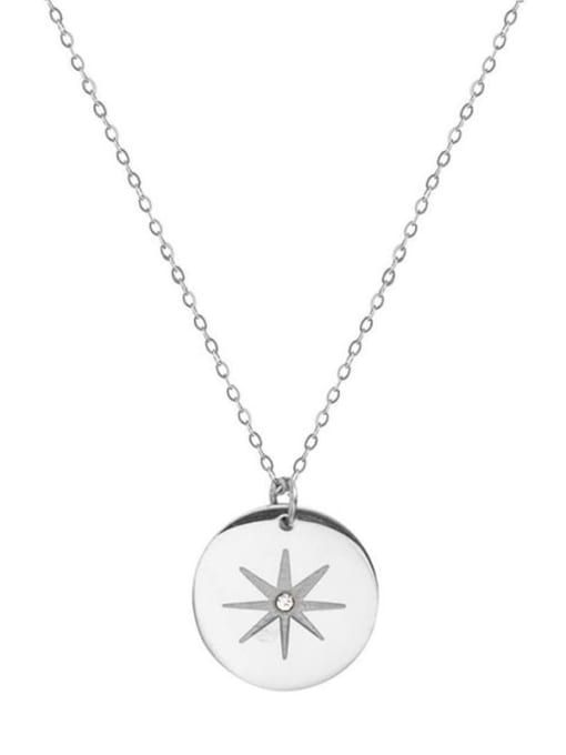 SN21012321S Stainless steel Round  Awn star Minimalist Necklace