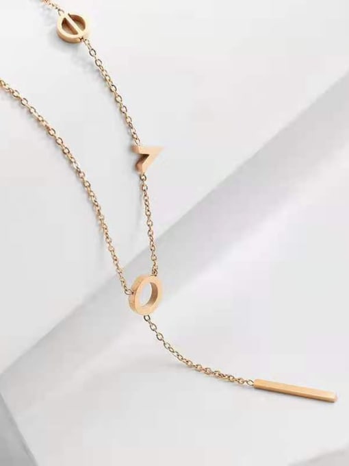 rose gold Titanium Steel Tassel Minimalist Lariat Necklace