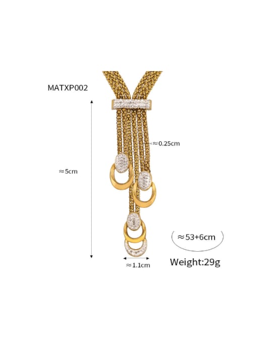 MATXP002 Gold Necklace Titanium Steel Cubic Zirconia Hip Hop Tassel   Bracelet and Necklace Set
