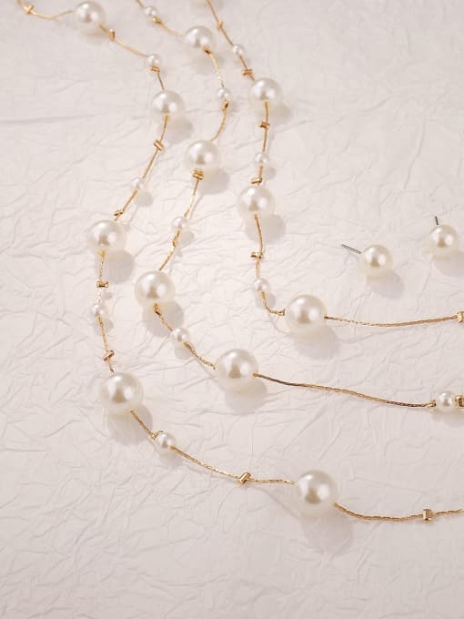 MeiDi-Jewelry Alloy Imitation Pearl Geometric Trend Multi Strand Necklace 2
