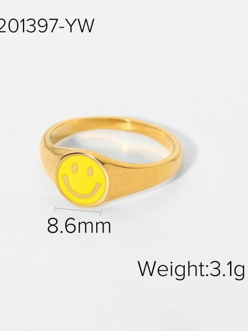 JDR201397 YW Stainless steel Enamel Smiley Trend Band Ring
