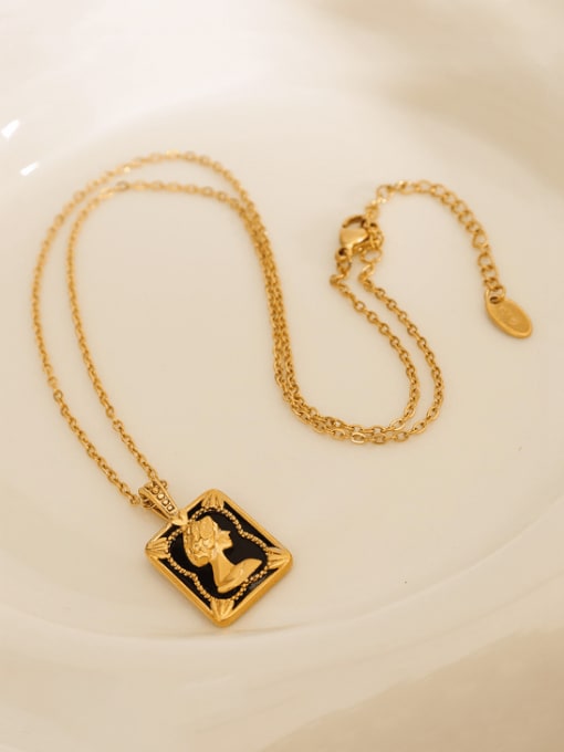 P230 gold necklace 40+ 5cm Titanium Steel Acrylic  Vintage Geometric Pendant Necklace