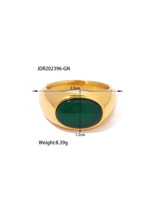 J&D Stainless steel Jade Geometric Trend Band Ring 2