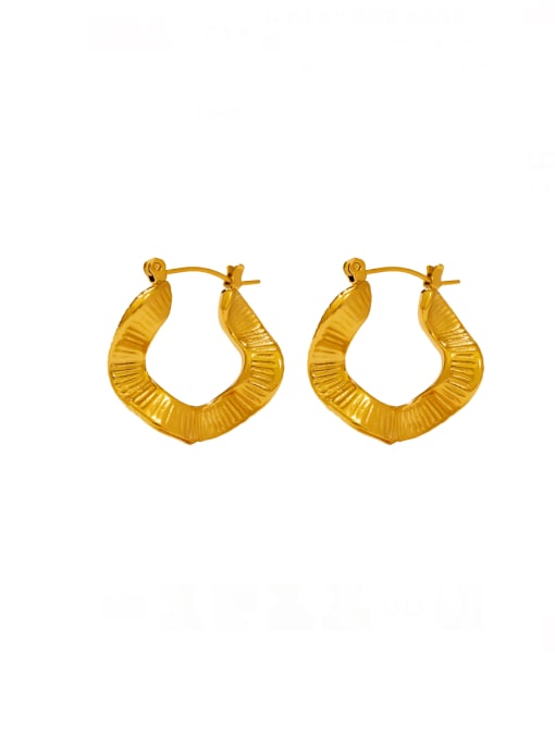 F021 Gold Earrings Titanium Steel Geometric Vintage Stud Earring