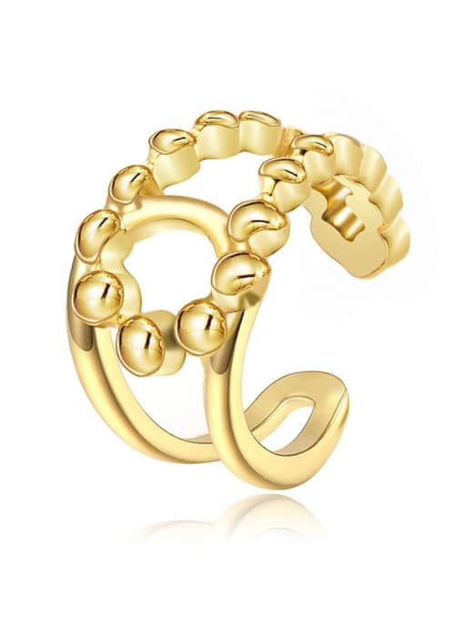 Gold Double C fashion wide hollow smooth stainless steel ring