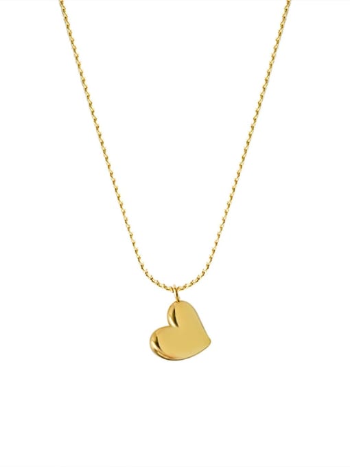 MAKA Titanium 316L Stainless Steel Smooth Heart Minimalist Necklace with e-coated waterproof 0