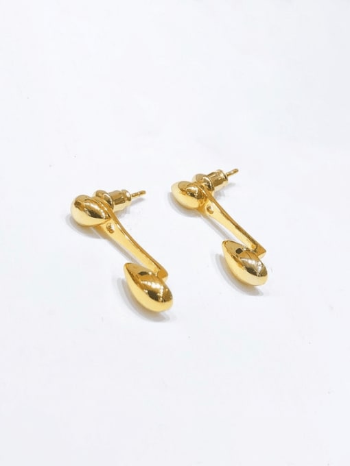 H00306 Gold Brass Water Drop Minimalist Stud Earring