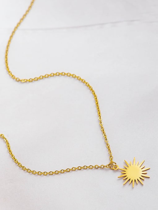 YAYACH Stainless steel  Minimalist Sun Flower Pendant Necklace 3