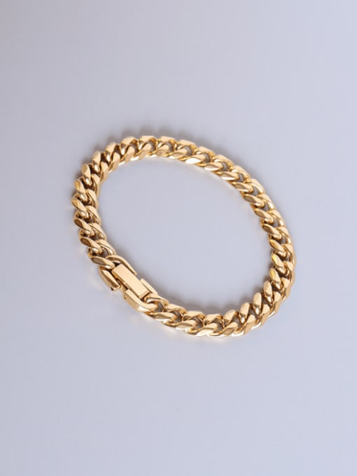 gold Titanium 316L Stainless Steel Geometric Chain Vintage Link Bracelet with e-coated waterproof