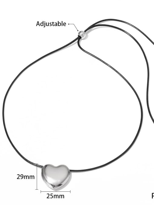 PDD1000 Stainless steel Microfiber Leather Heart Trend Necklace