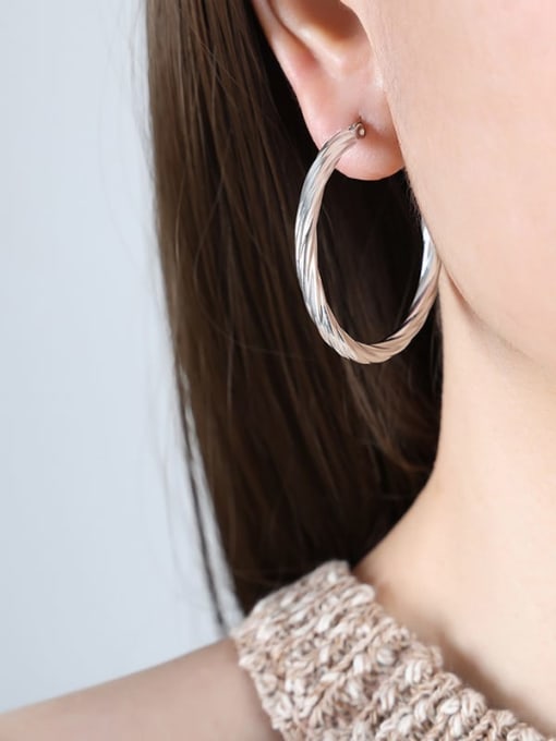 F842 Steel Color Earrings Titanium Steel Geometric Trend Hoop Earring