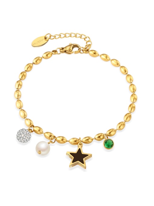 SB22011921 Stainless steel Imitation Pearl Star Minimalist Bracelet