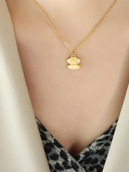 Gold necklace 40 +5cm Titanium Steel Monkey Cute Necklace