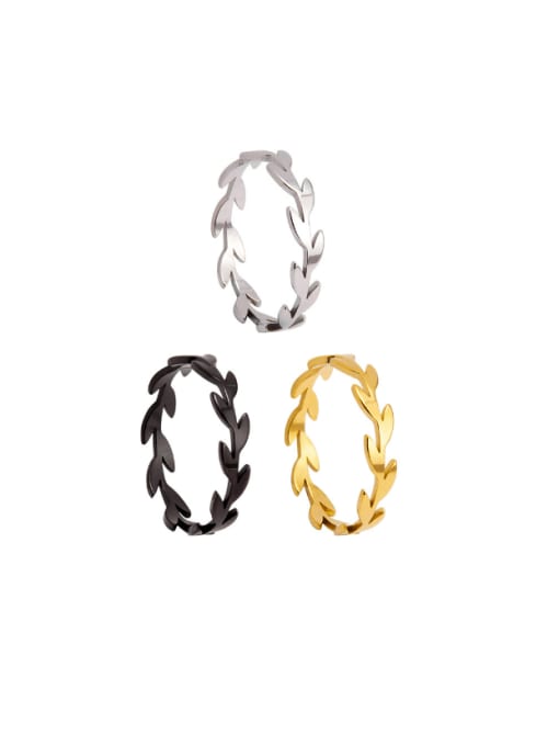 SM-Men's Jewelry Titanium Steel  Minimalist Band Olive Branch Shape Ring 0