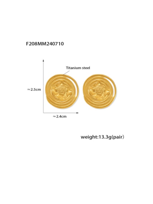 F208 notch gold Titanium Steel Geometric Hip Hop Stud Earring