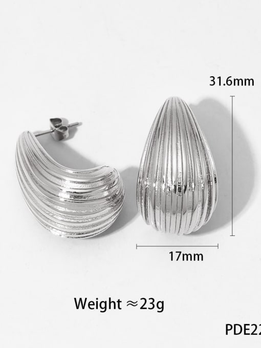 Striped hollow silver 2239 Stainless steel Geometric Trend Stud Earring