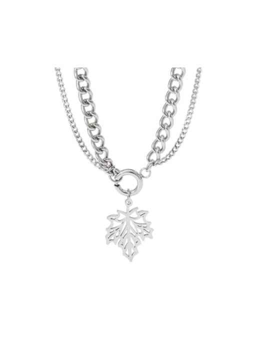 Clioro Stainless steel Leaf Vintage Multi Strand Necklace 0