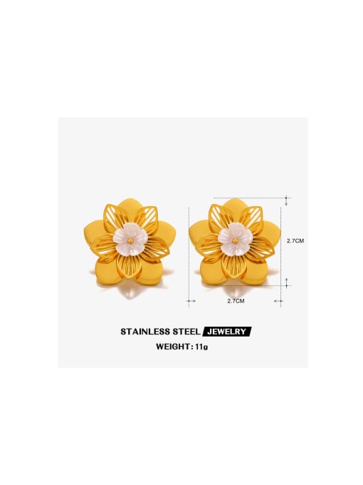 J$L  Steel Jewelry Stainless steel Freshwater Pearl Flower Trend Stud Earring 4