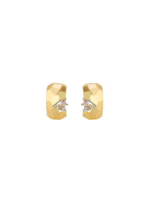 Clioro Brass Cubic Zirconia Geometric Trend Stud Earring 0