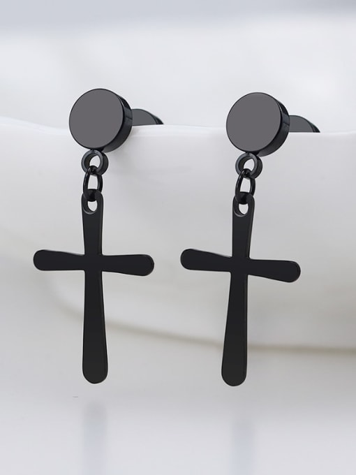 BELII Stainless steel Smooth Cross Minimalist Single Earring(Single-Only One) 1