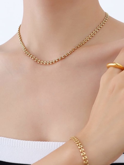 P1131 gold necklace 40 +5cm Titanium Steel Vintage Irregular   Bracelet and Necklace Set