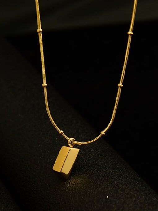 Gold 41+5cm Titanium 316L Stainless Steel Geometric Minimalist Necklace with e-coated waterproof
