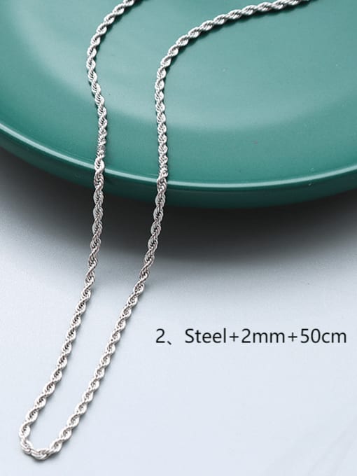 ②steel+2mm+50cm Titanium 316L Stainless Steel Minimalist  Chain with e-coated waterproof
