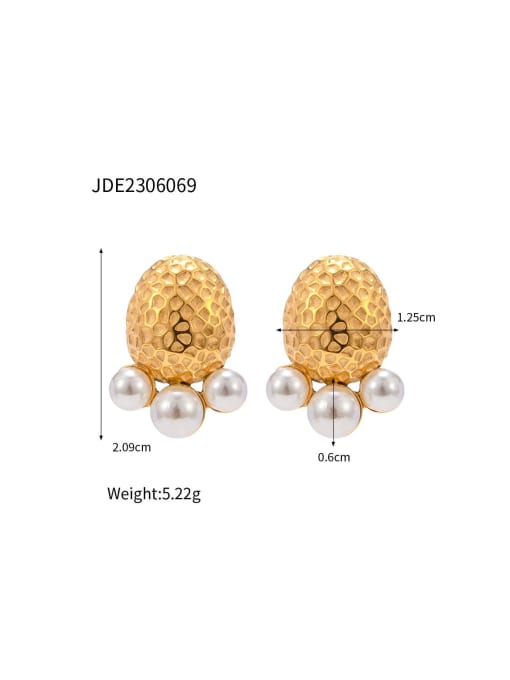 JDE2306069 Stainless steel Imitation Pearl Geometric Trend Stud Earring