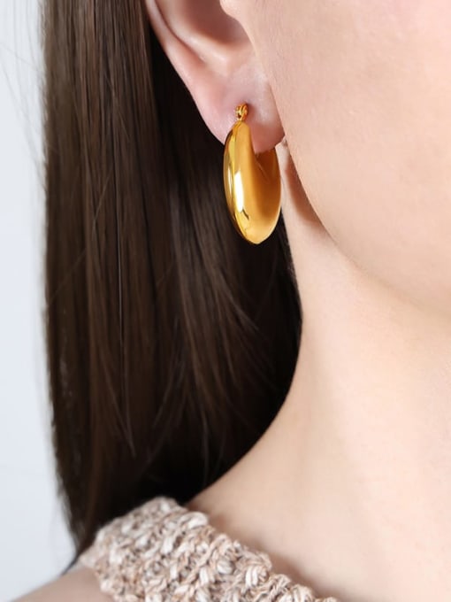 F840 Gold Earrings Titanium Steel Geometric Trend Stud Earring