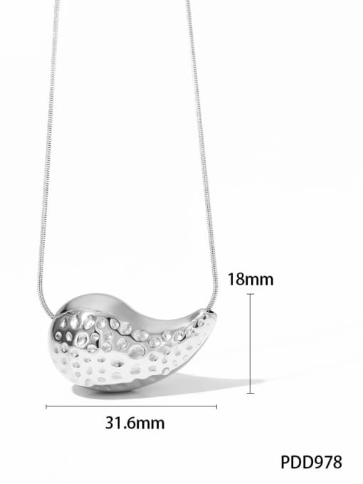 (Horizontal) Texture Steel  PDD978 Stainless steel Water Drop Minimalist Necklace