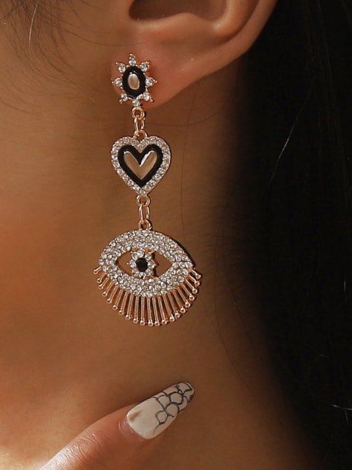 MeiDi-Jewelry Alloy Cubic Zirconia Evil Eye Trend Stud Earring 1