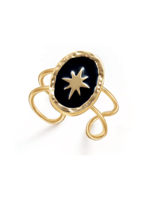 JR21022313G Brass Enamel Star Vintage Stackable Ring
