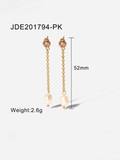 JDE201794 PK Stainless steel Imitation Pearl Geometric Minimalist Drop Earring