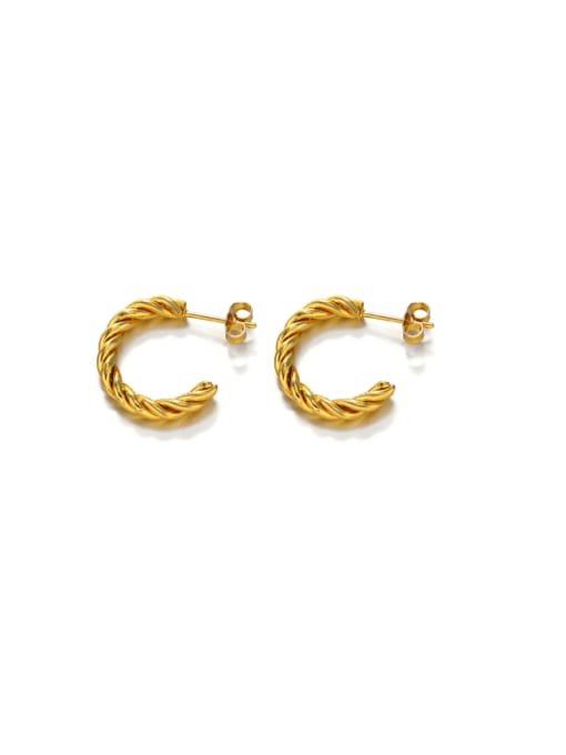 J$L  Steel Jewelry Stainless steel Twist C Shape Minimalist Stud Earring 1